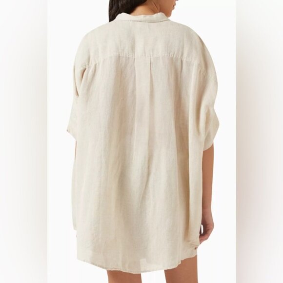 Posse linen shirt Beige Button-Down minimal oversized sophisticated one size - Picture 6 of 16
